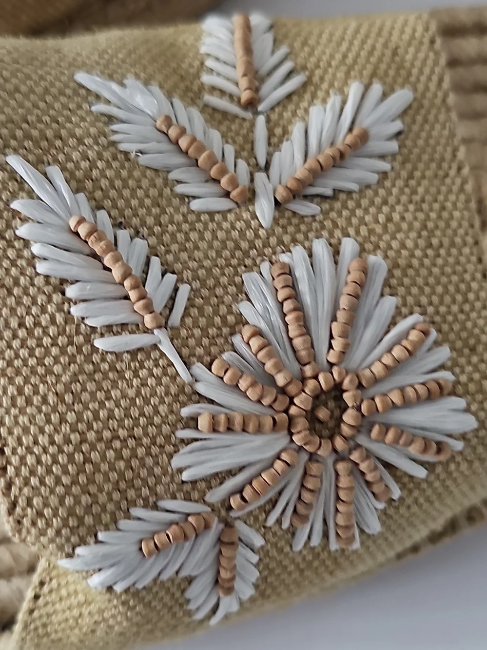 Jewel Badgley Mischka Natural Embroidered Slide Sandals